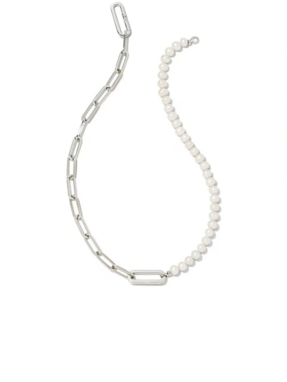 Kendra Scott Ashton Half Chain Necklace Silver & White Pearl